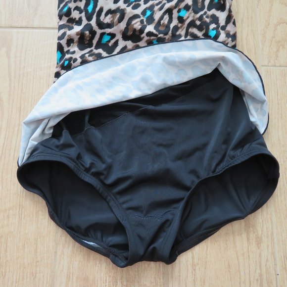 Leopard Print One Piece Swimsuit with Built-in Bra and Skirt - Picture 6 of 9